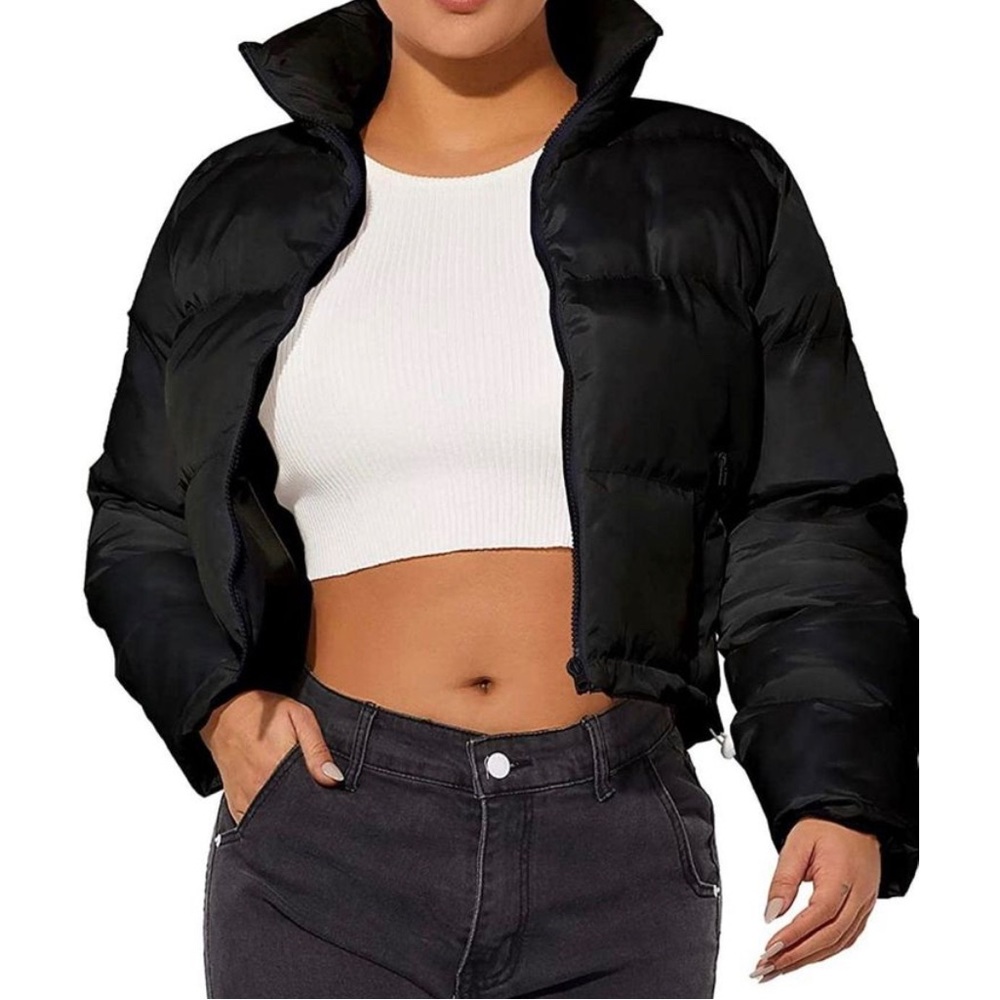 Amazon black cropped puffer